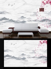 石纹山水电视背景墙