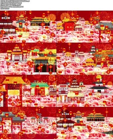 开门红LED大屏幕国潮背景