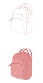 双肩背包旅行包矢量绘画设计图稿