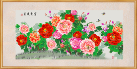 原创高清手绘牡丹装饰画背景墙