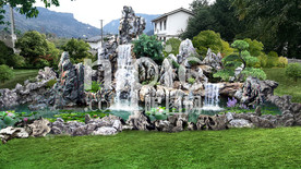 庭院灵璧石假山跌水PSD效果图