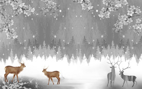 高清麋鹿背景画 tif分层