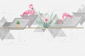 火烈鸟欧式背景画 tif分层