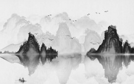 新款背景墙山水画 tif分层