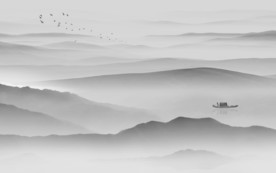 新中式背景墙山水画 tif分层