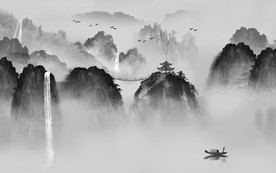 高清 背景墙山水画 tif分层