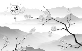 家和山水画客厅墙 TIF分层