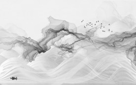 高档 山水画电视墙 TIF分层