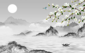 月光新中式山水画 tif分层