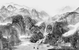 大气新中式山水画 tif分层