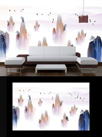 意境山水电视背景墙