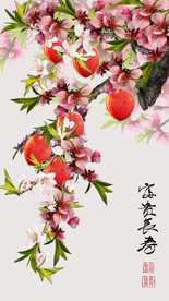 原创玄关桃子装饰画壁画