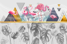 几何火烈鸟奢华画 tif分层