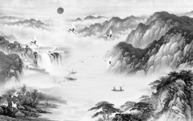 灰色中式中国风画 TIF分层