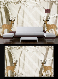 北欧麋鹿电视背景墙