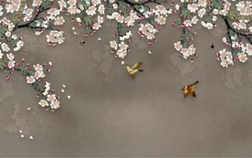 中式花鸟工笔花鸟背景墙