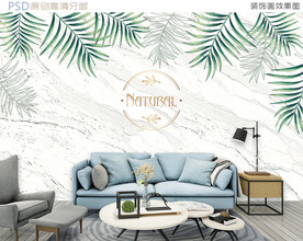 热带植物爵士白大理石背景墙