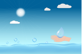 矢量图水波阳光双手捧水滴