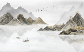 中式水墨山水背景