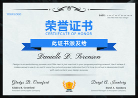 荣誉证书时尚横版证书