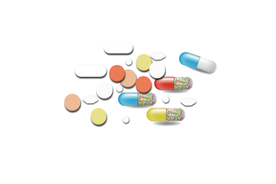 矢量图一堆药片胶囊