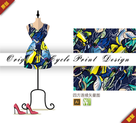 唯美抽象涂鸦花卉四方连续