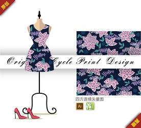 抽象简约水仙四方连续