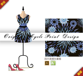 抽象几何简约荷兰菊水仙