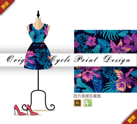 唯美棕蒲木槿四方连续