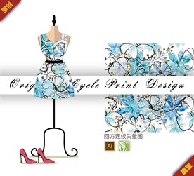 清新水彩蝴蝶四方连续