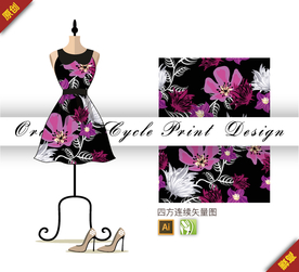 矢量铁线莲四方连续