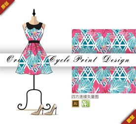 矢量杜鹃花迷迭香四方连续