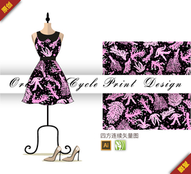 植物丛林蕨类四方连续