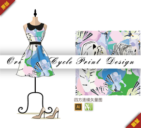 抽象涂鸦老虎四方连续