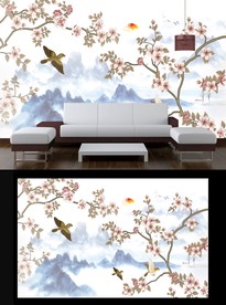 禅意山水电视背景墙