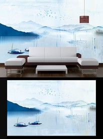 中式山水背景墙