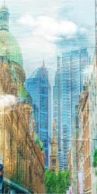 手绘城市街景装饰画