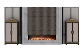 中式墙面壁炉柜3d模型