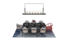 中式餐桌3d模型