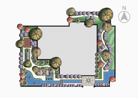 庭院景观彩色平面图分层素材