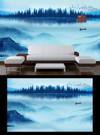 山水电视背景墙