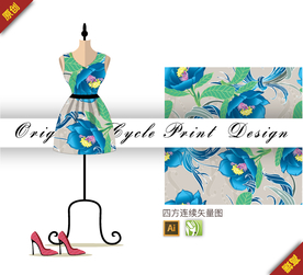 传统中国风芍药四方连续