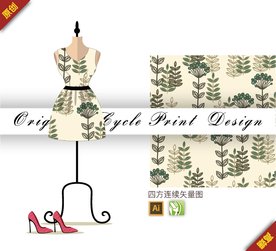 矢量树林树叶四方连续