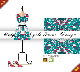 欧式古典几何花卉四方连续