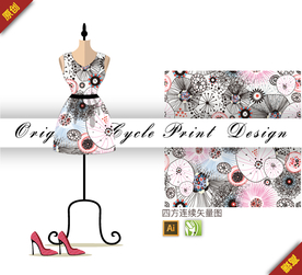 抽象简约蝴蝶兰木芙蓉四方连续