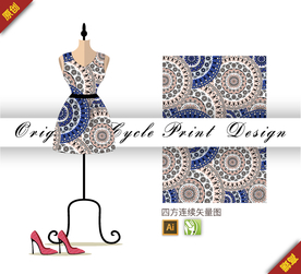 欧式古典圆圈罗盘几何四方连续