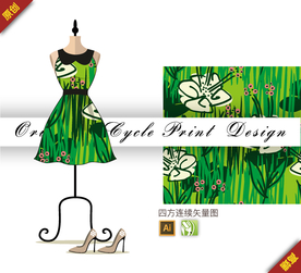 矢量涂鸦手绘夹竹桃四方连续