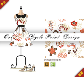 抽象天竺兰桃花四方连续