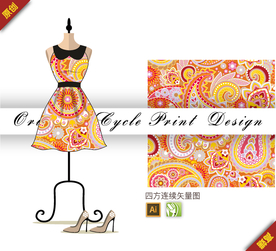 欧式古典腰果花四方连续