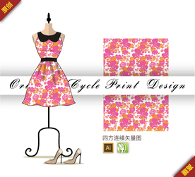 抽象单色荷兰菊四方连续